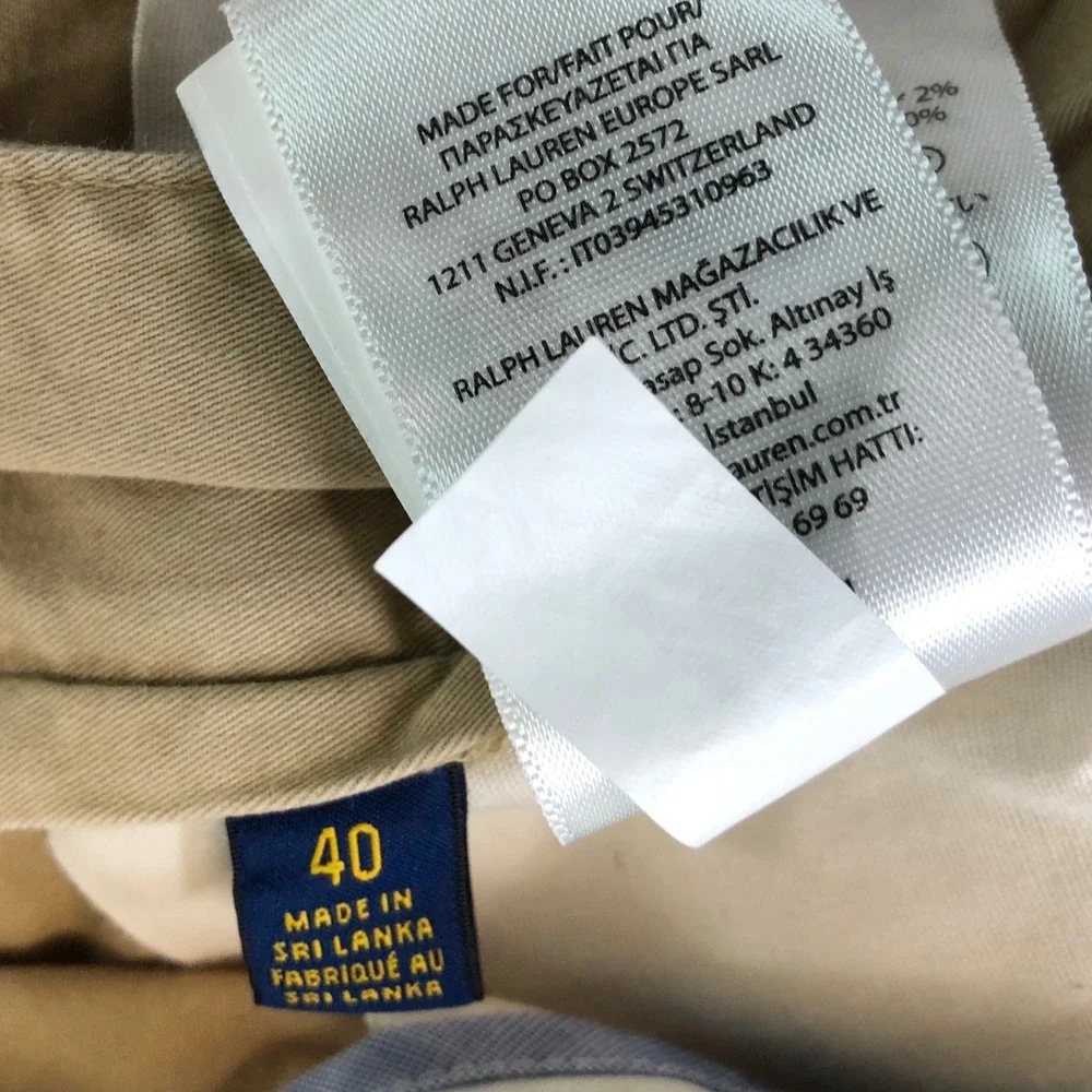 Polo Ralph Lauren Bulldog Shorts Mens 40 Khaki Embroidered Stretch Classic Fit